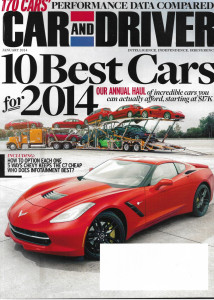 CAR & DRIVER 2014 JAN - 10 BEST '14'S, 170 CARS DATA COMPARED, BOXTER, CAYMAN